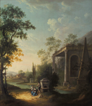 1. S1 b Arcadisch landschap, behangselschildering, 18e eeuw c. 1775