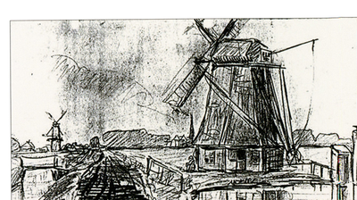 2161 Ondermolen aan de Dorpskade, Wateringen , getekend door Jan Toorop, z.j.