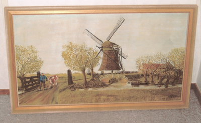 2191 De benedenmolen in de Westpolder van Berkel, geschilderd door A. v.d. Berg in 1973, 1973