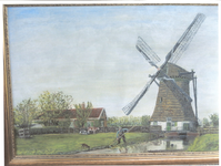 2192 De benedenmolen in de Westpolder van Berkel, geschilderd door A. v.d Berg, z.j.