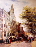 263 Voorgevel van het gemeenlandshuis te Delft van C. Springer uit 1877, geschilderd door F. Los in 1980., 1980