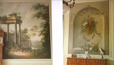 422 Behangselschilderijen in de kamer van de dijkgraaf in het gemeenlandshuis te Delft, 1985