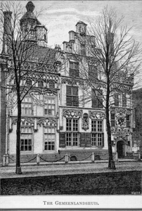 17 Voorgevel van gemeenlandshuis van Delfland aan de Oude Delft 167 te Delft, z.j. (1900?)