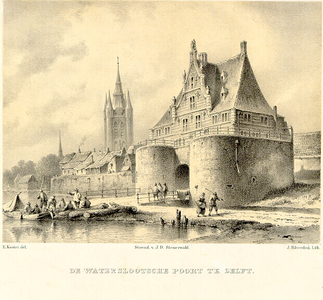 50 De Waterslootsche poort te Delft rondom 1850, z.j.