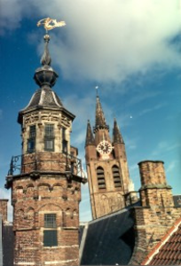 1754 Traptorentje Gemeenlandshuis Delfland te Delft, gezien vanuit het zuiden., 1990/jan