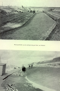 1779 Werkzaamheden aan de asfaltglooiing te Hoek van Holland, 1956