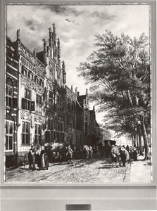 1862 Kopie van schilderij van de voorgevel van het gemeenlandshuis te Delft van C. Springer uit 1877, geschilderd door ...