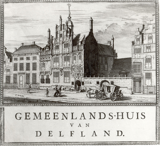 1866 Voorgevel en zijgevel van het gemeenlandshuis te Delft, ca. 1729, z.j.