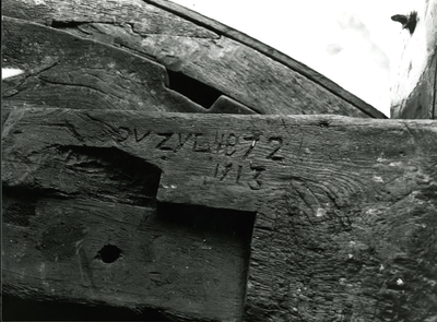 1928 Penbalk van de Schaapweimolen te Rijswijk aan de achterzijde kop met inkerving