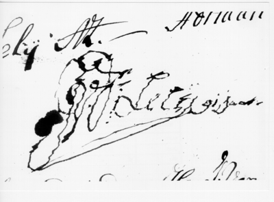 788 De handtekening van dijkgraaf J. van der Lely. Detail van een bladzijde uit het hensboek, behorende bij de ...