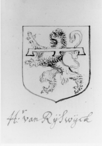 1433 Het wapen van hoogheemraad Niclaes van der Duyn, heer van Rijswijck. Detail van OAD. inv. nr. 689/4, 1972