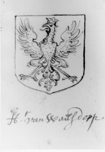 1436 Het wapen van hoogheemraad Cornelis Musch, heer van Waelsdorp. Detail van OAD. inv. nr. 689/4, 1972