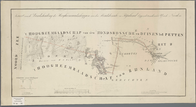 A-0098 Kaart van de landscheiding der hoogheemraadschappen van den Hondsbossche en Rijnland liggende tus..., 1830