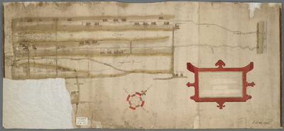 A-0103 [Kaart van een gedeelte van de landscheiding, waarop de lozing van de ambachten Wassenaar en Zuid..., 1613
