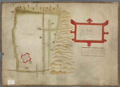 A-0104 [Kaart van het zuidelijke uiteinde van het ambacht Wassenaar met de scheiding tussen Rijnland en ..., 1613
