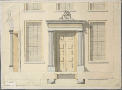 A-0151 [Ontwerptekening van een nieuwe deuromlijsting in de voorgevel van het gemeenlandshuis te Leiden], 1847