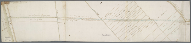 A-0284 [Kaart van de trekweg en vaart tussen Amsterdam en Gouda: de ontworpen vaart van de Rijn tot aan ..., 1653