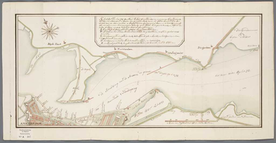 A-0307 Kaart, van het Ye, omtrent de stad Amsterdam, met eenige geprojecteerde werken, ten noorden en oo..., 1772