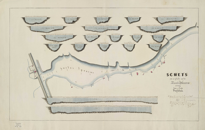 A-0366 Schets van een gedeelte van het Zuider Spaarne met eenige dwars en lengte profillen, 1850