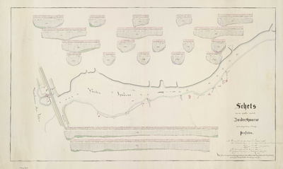 A-0367 Schets van een gedeelte van het Zuider Spaarne met eenige dwars en lengte profillen, 1851