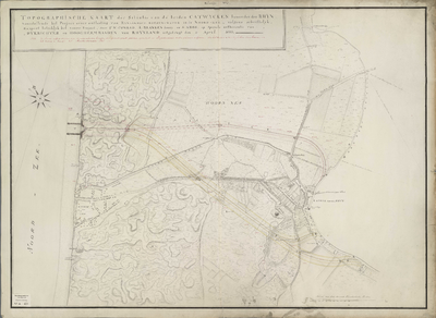 A-0428 Topographische kaart der situatie van de beiden Catwycken benoorden den Rhyn, voorstellende het p..., 1803