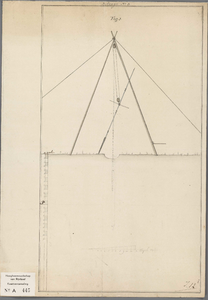 A-0445 [Zijaanzicht van een grondboorinstallatie gebruikt bij waterpassing te Katwijk aan Zee], 1802