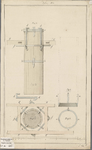 A-0447 [Boven- en zijaanzichten van een houten koker voor een grondboorinstallatie gebruikt bij waterpas..., 1802