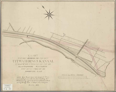 A-0474 Kaart van een gedeelte van het uitwaterings kanaal te Katwyk, strekkende van de Maandagsche Water..., 1833