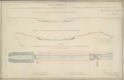 A-0477 Kaart en profilteekening van het buitenste gedeelte van het Katwijksche Kanaal aanwijzende het On..., 1841