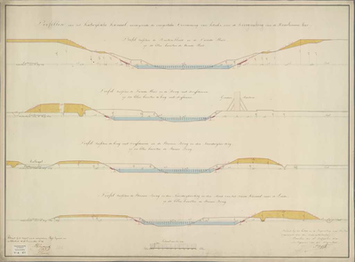 A-0478 Profillen van het Katwijksche Kanaal, aanwyzende de voorgestelde verruiming van hetzelve, voor de..., 1841