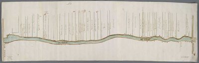 A-0536 [Kaart van de trekweg en vaart tussen Amsterdam en Gouda: de Gouwe met erlangs liggende percelen ..., 1653