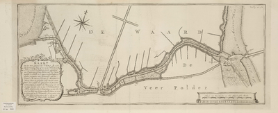 A-0583 Kaart van het water, genaamd het Vuyl Rak, van het Pennings Veer af tot in het Noorder Spaarne; Z..., 1772