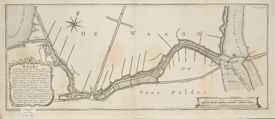 A-0584 Kaart van het water, genaamd het Vuyl Rak, van het Pennings Veer af tot in het Noorder Spaarne; Z..., 1772