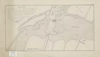 A-0585 Kaart van de situatie der Leede bij het Pennings veer waar op aangewesen wordt de plaats alwaar t..., 1799