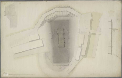 A-0729 [Tekening van de bouwput van de nieuwe Grote Sluis met daarin de houten fundering van de sluis], 1804