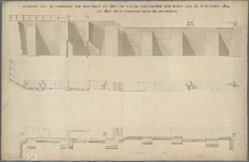 A-0736 Teekening van de verdeeling der dekzarken en opstand van de achterzijde der muren aan de in de ja..., 1805