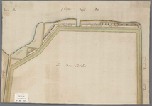 A-0815 [Kaart van de ringdijk van de Boepolder, met de landen buiten de dijk gelegen langs de Wijde Aa], 1735