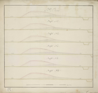 A-0891 [Tekeningen van dwarsprofielen van de Slaperdijk met voorgestelde ophoging], 1806