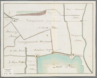 A-0906 [Kaart van de dijk tussen de Donderdam en Moerkapelle langs de noordelijke oever van de Zuidplas], 1817
