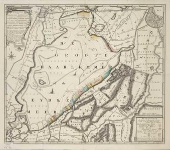 A-0932 Afbeeldinge van Rhynlands waterstaat ten opzigte van 't vergrooten der Haarlemmer of Leydse meer ..., circa 1773