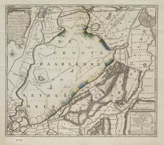 A-0934 Afbeeldinge van Rhynlands waterstaat ten opzigte van 't vergrooten der Haarlemmer of Leydse meer ..., circa 1803