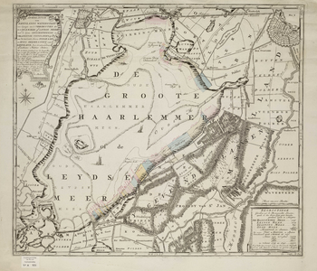 A-0936 Afbeeldinge van Rhynlands waterstaat ten opzigte van 't vergrooten der Haarlemmer of Leydse meer ..., circa 1803