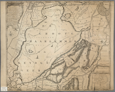 A-0938 Afbeeldinge van Rhynlands waterstaat ten opzigte van 't vergrooten der Haarlemmer of Leydse meer ..., circa 1764