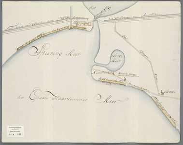 A-0941 [Schetsmatige kaart van het Spieringermeer en het grote Haarlemmermeer met oeverwerken bij Sloten..., 1785