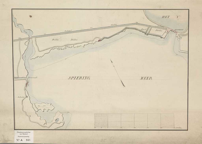 A-0948 [Kaart van het noordelijk gedeelte van het Haarlemmermeer met de beschermde oevers vóór de Rotte..., circa 1830