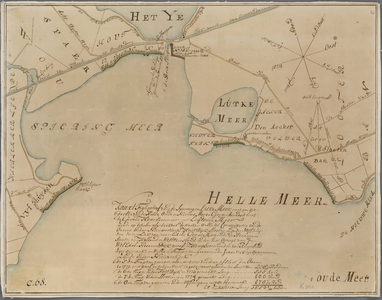 A-0952 Kaart figuratief van de Spiering en Lutke meer met een gedeelte van de Helle, Oude en Nieuwe Meer..., 1785