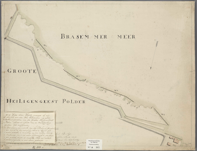A-0985 [Kaart van de oeverbescherming aan het Braassemermeer voor de Groote Heilige-Geestpolder], circa 1820
