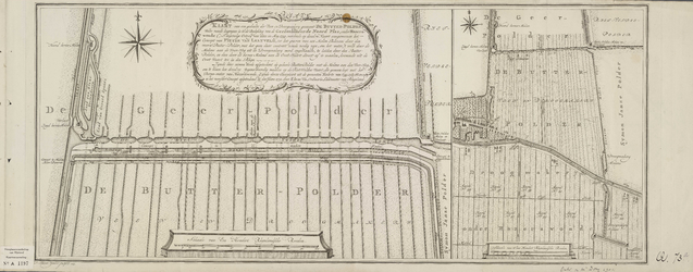 A-1197 Kaart van een gedeelte der veen en droogmakery genaamt de Butter-polder welke meede begrepen is ..., 1773