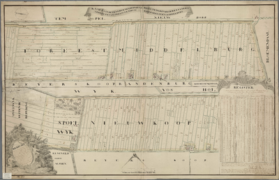 A-1222 Kaart van de te vervenen, bedyken en droog te maken blokken van een gedeelte van Spoelwyk, Nieuw-..., 1808