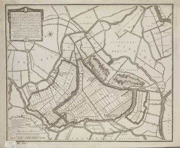A-1233 Kaart. Gecopieerd uit de groote kaart van Rhynland. waar op de geconcipieerde bedyking en droogma..., 1791